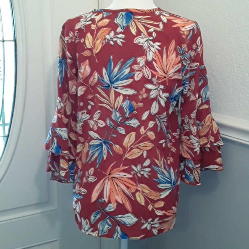 JM Collection Rust Blouse - Picture 6 of 6